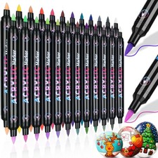 48 Colors Acrylic Paint Pens, 24 Pack Dual Tone Acrylic Paint Pens Markers for R