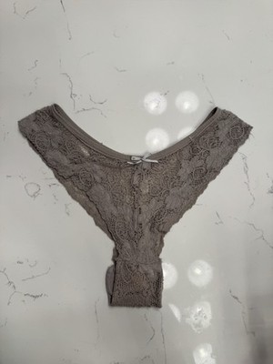 SHEIN Cheeky Lace Panty, Gray Floral, Women s Size Medium Lingerie
