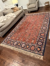 Karastan 100% Wool Rug 5.9 x 9 ft Traditional Red Navy Woven Made in USA