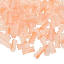 100 Pcs Glass Tube Beads, 6x12mm Bamboo Stick Tube Beads, Gradient Orange