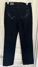 NWT Not Your Daughters Jeans NYDJ Los Angeles Dark Wash Straight Leg Crystals- 6