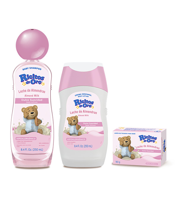 Ricitos De Oro  3pk Almendra:  Shampoo, Body Lotion, Bar Soap
