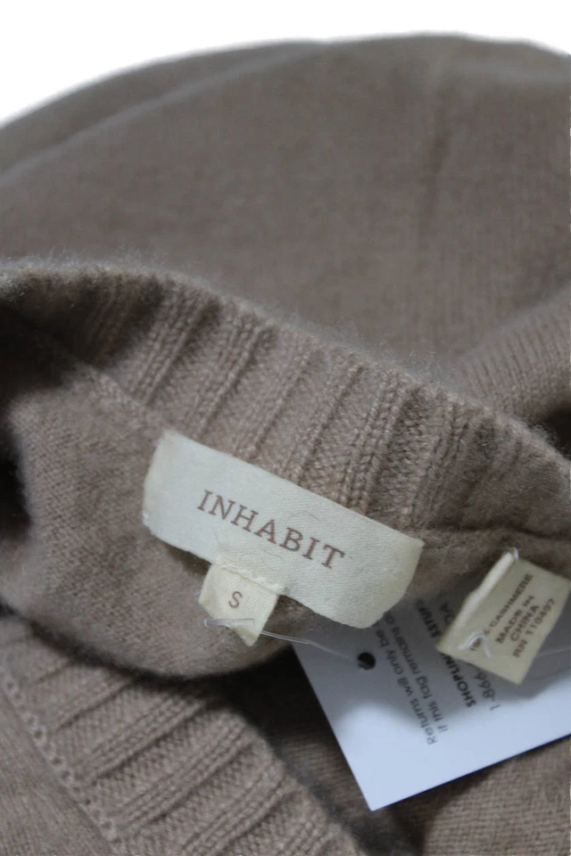 Suéter Inhabit Mujer Cachemira Acanalado Cuello Redondo Manga Larga Marrón Talla S Foto 4 de 4