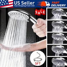 New High-pressure handheld shower head with 5 spray modes equipped with 5FT Hose