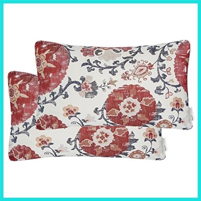 Pack of 2 Jacquard Circle Floral Rectangle Throw Pillow Covers Oblong Pillow ...