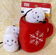 ZippyPaws HOLIDAY BURROW HOT COCOA Squeaky Plush Dog Pet Toy New -FREE SHIPPING-