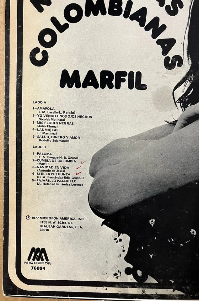 MARFIL "Nostalgias Colombianas" '77 Microfon LP Cumbias Ritmo COLUMBIA - Image 4 of 4