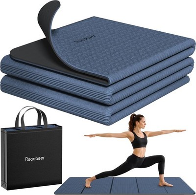 Faltbare Yogamatte blau 183x61x0,6cm rutschfeste TPE Übung Pilates Matte mit