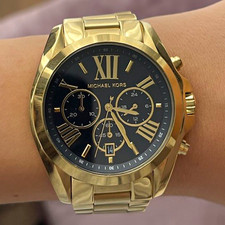 Michael Kors Damen Quarz Armbanduhr Edelstahl Gold/Schwarz/blauChronograph Datum