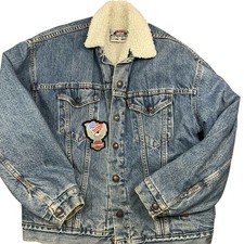 Vintage Levi  s orange tab 90s Sherpa lined 90s trucker jacket USA made Size L