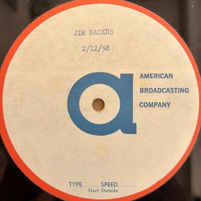 ultra rare acetate JIM BACKUS abc Del Sharbutt LONELY LULLABY 1958 LP 12 