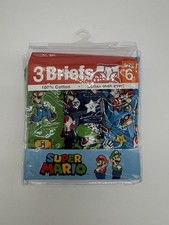 Super Mario Boys Briefs Size 6 3-Pack Cotton Nintendo Underwear New