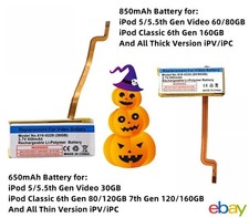 650/850mAh Battery Replace for iPod Video 60/80GB Thick Classic 120/160GB Thin