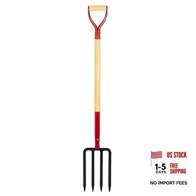 Heavy Duty Garden Fork for Digging - 4 Tines Pitch for Compost - Gardening