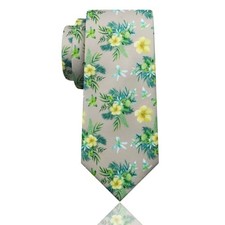 Mens Ties, Sage/Dusty Blue/Pink Floral Ties for Men, Light Grey Yellow Green