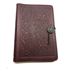 Oberon Design Genuine Leather Brown Journal Cover Irish Celtic Pewter Button
