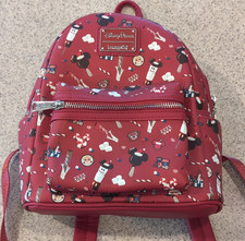 Loungefly Disney Mickey Mouse Holiday Treats Print Mini Backpack Red