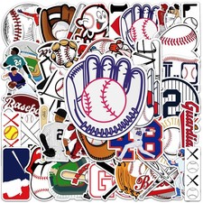 50pcs Baseball Stickers Waterproof Vinyl Baseball Tattoos for Kids Teens Boys