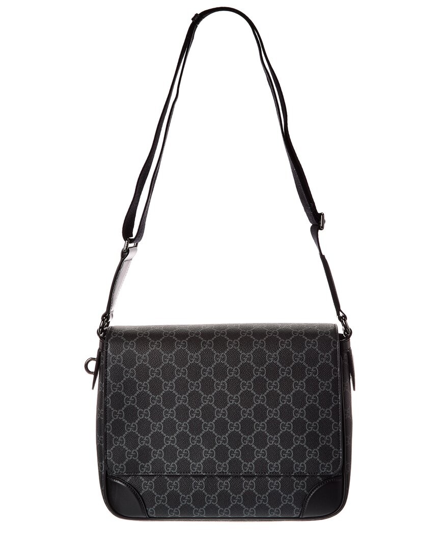 Gucci Gg Emblem Medium Monogram & Leather Crossbody Men's Black Os