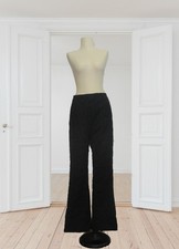 Vintage Slim Fitted Daisy Embroidered Black Wool Lined Pants High Waist sz XS