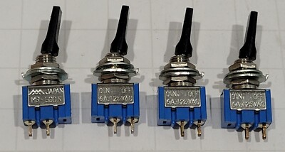 x4 MIYAMA MS-500K Switch 2-pole ON-OFF-ON 2xUM 6A 125V AC Made In Japan NEW