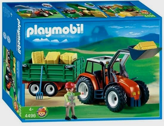 Playmobil 4496 Tractor With Hay Trailer Farmer & Hay Bales NEW