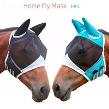 Horse Fly Mask With Ears Full Face Mesh Protection Anti-UV Mosquito Insect US