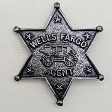 Vintage Wells Fargo Agent Star Badge – Metal Stagecoach Promotional Pin