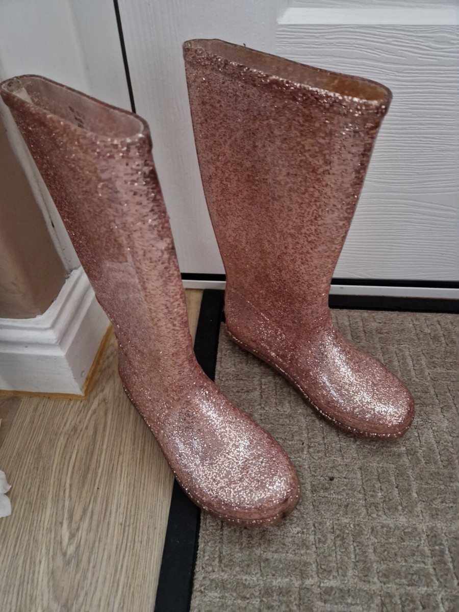 Girls Children Pink Glitter Wellies size 13 UK