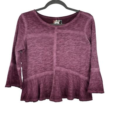 Women s Anthropologie Akemi + Kin Size XSP Maroon Cotton Tunic w Peplum Hem