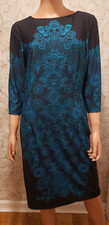 David Meiser Womens Dress  teal green black 3/4 Sleeve Knee Length Sheath SZ 8
