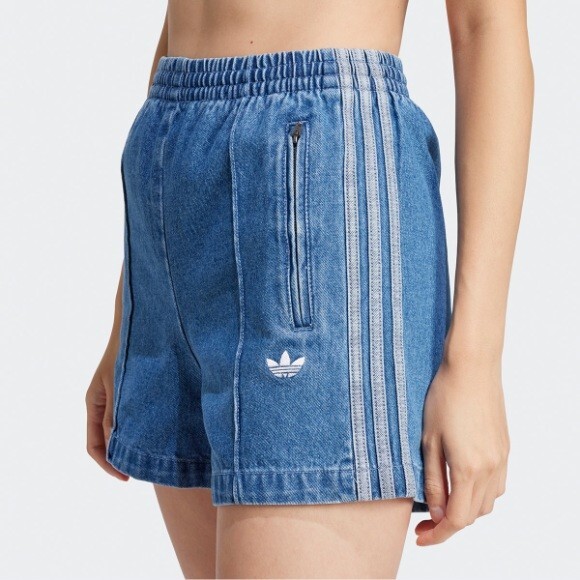 Adidas Adicolor Firebird Denim Short Pants Womens - Blue / JD2562