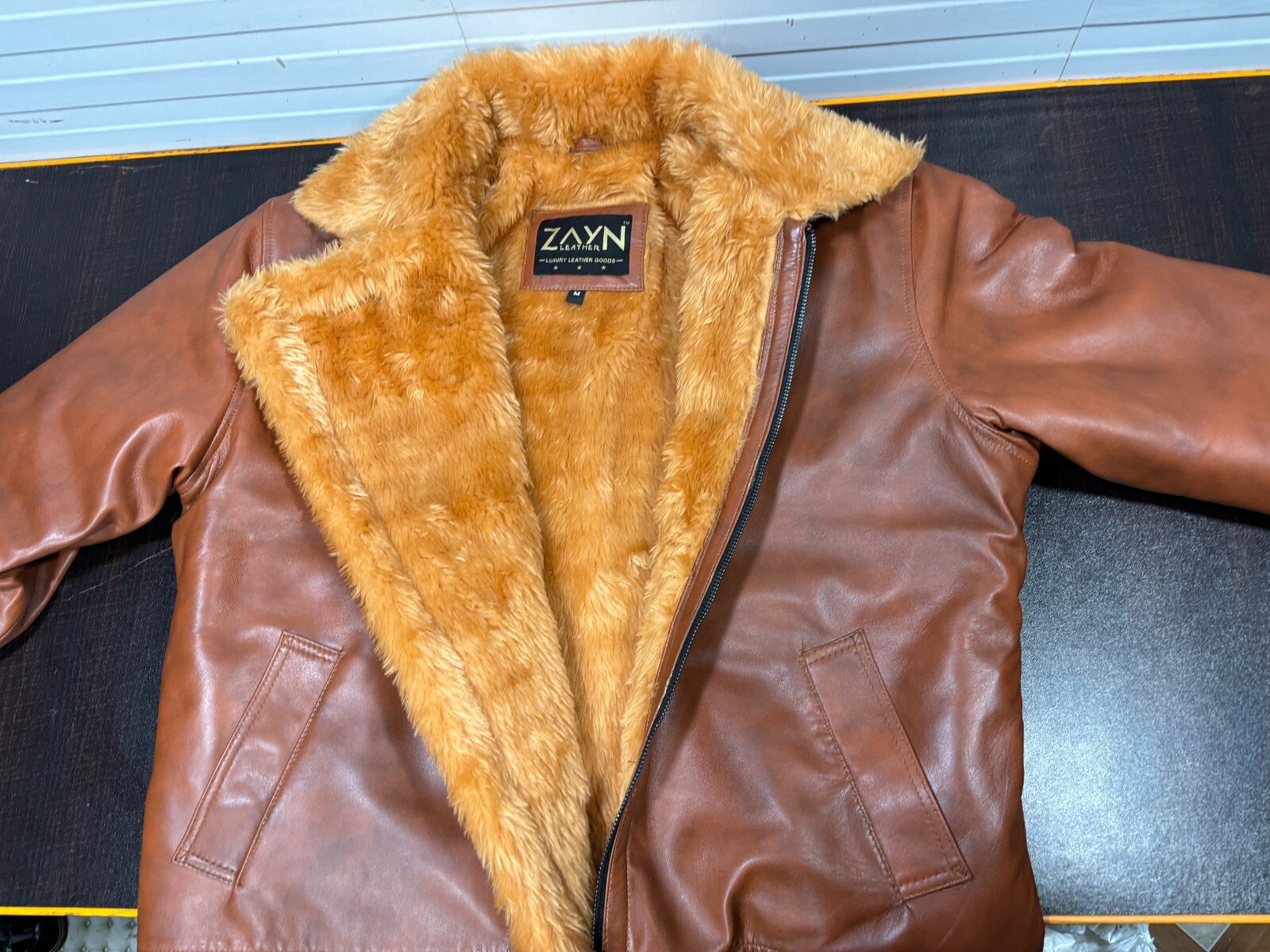 Men's RAF Aviator 100percent Real Sheepskin Leather B3 Bomber Jacket Fur Winter Coat image 2