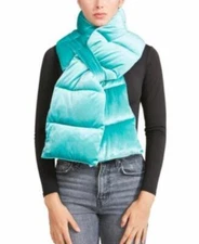 MSRP $48 Steve Madden Pull-Through Velvet Puffer Scarf Aqua Size OSFA