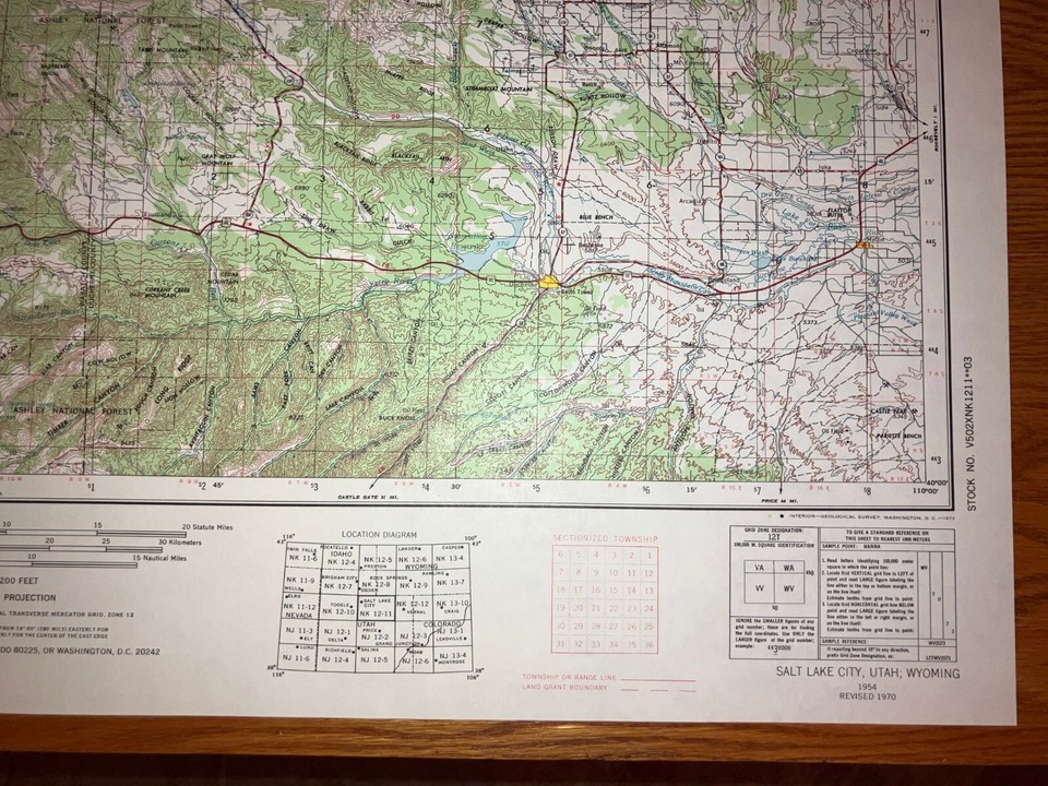 Salt Lake City Utah USGS Topographical Geological Survey Quadrangle Map