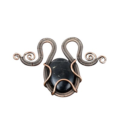 Natural Shungite No Stone Anniversary Chain Wire Wrapped Necklace Jewelry Copper