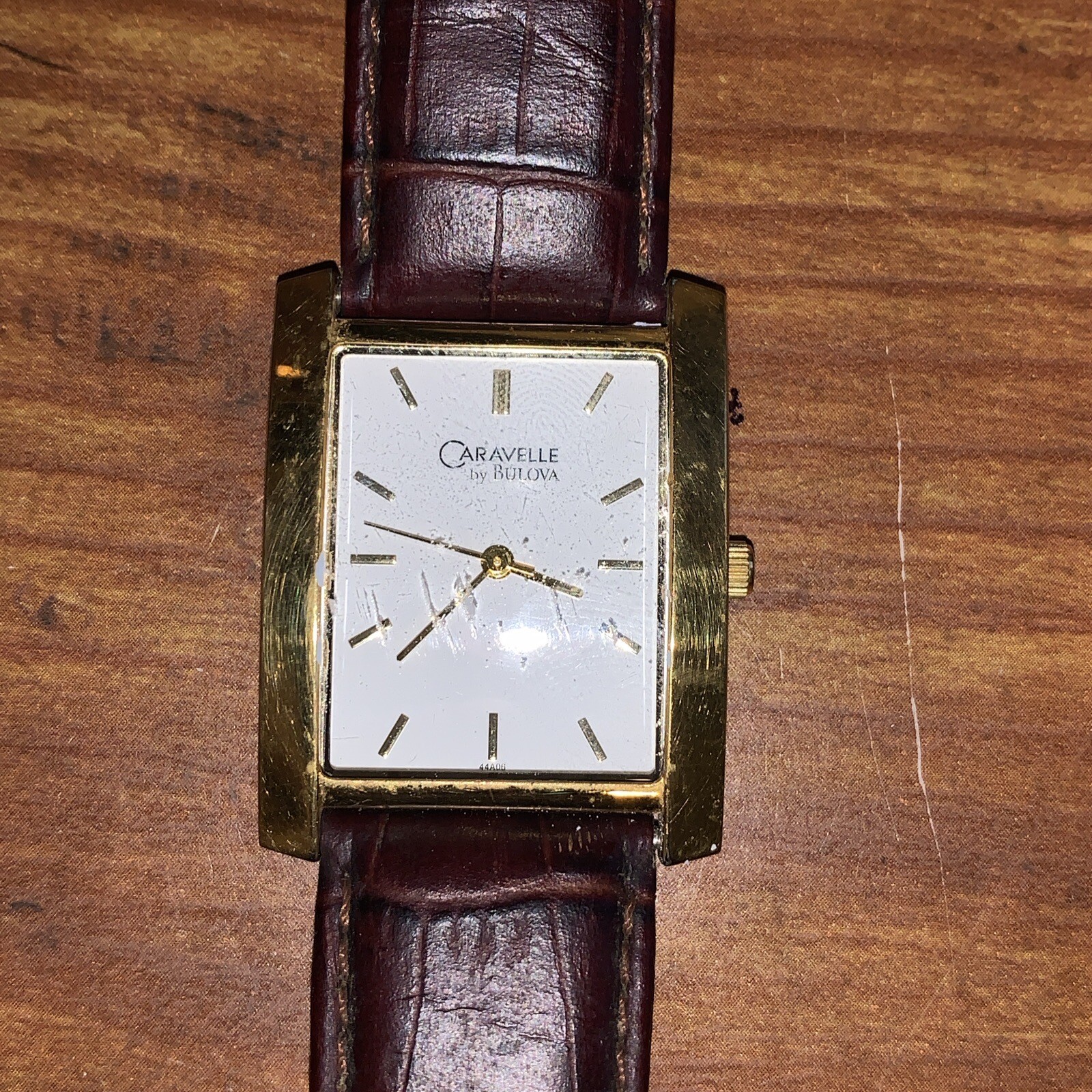 Caravelle Bulova Watch Women Gold Bezel White Face Leather Band New