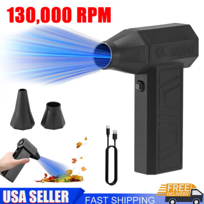 Handheld Turbo Jet Blower Fan, Brushless Motor High Speed 130,000RPM Turbine Jet Blower with Type C QC15W Fast Charging for Keyboard Car Cleaning, Outdoor Camping