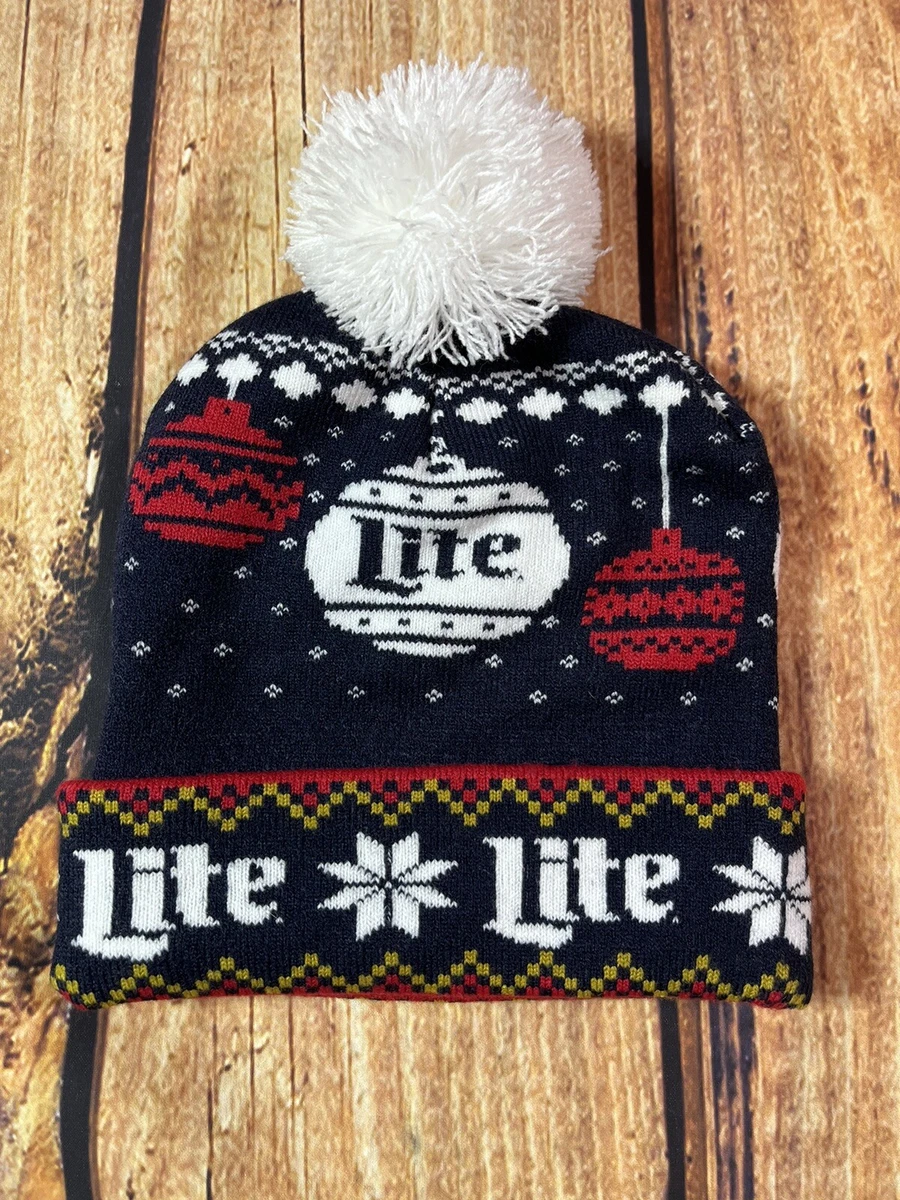 Miller Lite Christmas Beanie Hat with Pom Pom One Size Unisex Beer