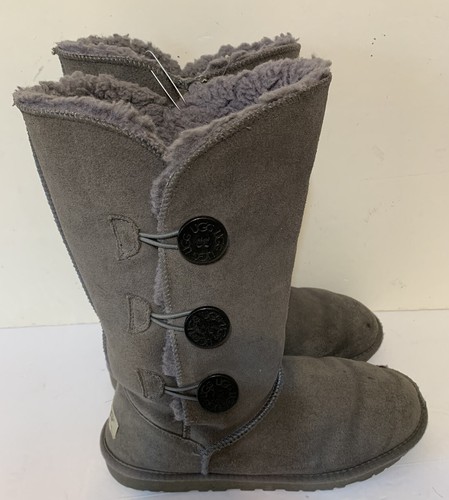WINTER LEATHER GREY MID-CALF BOOTS 