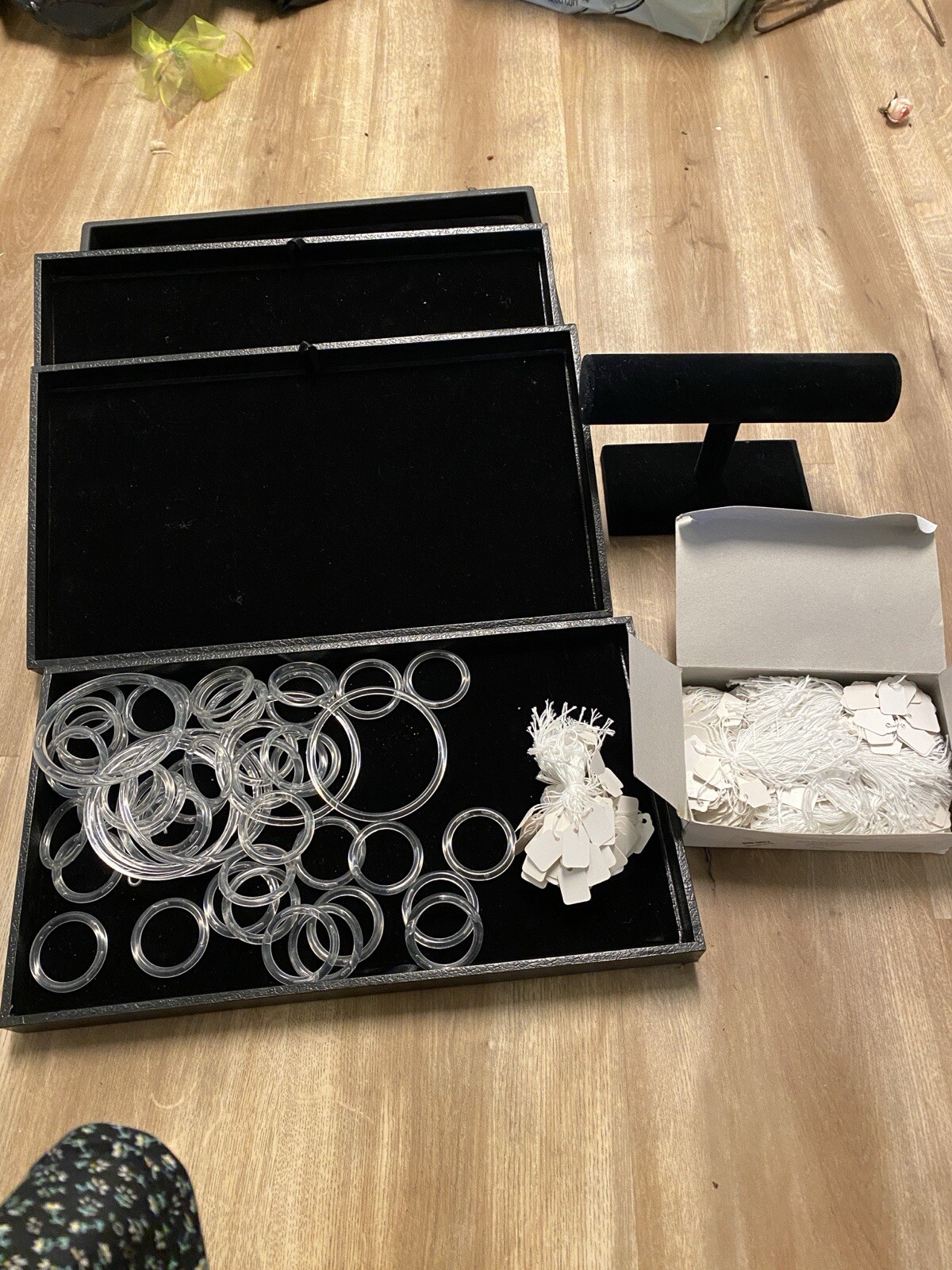 One Jewelry Tray Black w/ Black Velvet Insert for Display Organization
