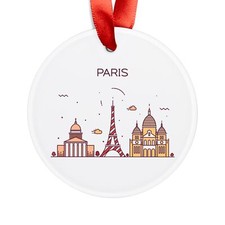 PARIS FRANCE Skyline, French Travel, Personalized Round Acrylic Ornament Gift