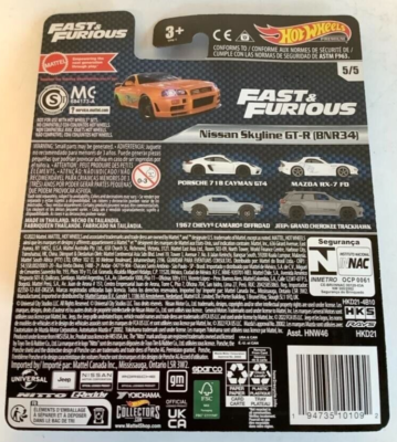 NEW Hot Wheels Premium Fast & Furious Nissan Skyline GT-R (BNR34
