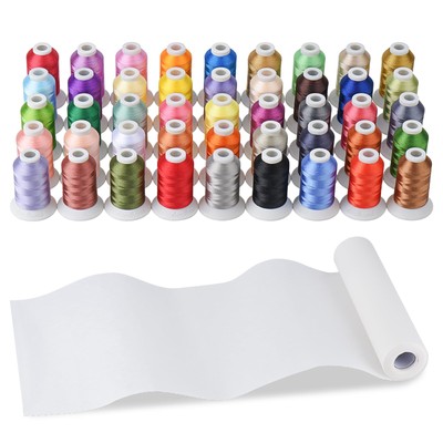 45 Brother Colors Polyester Embroidery Machine Thread with 10''x 10Y Embroider...