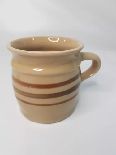 Hartstone Pottery Vintage Mug Brown Stripes Hand Painted Cup USA