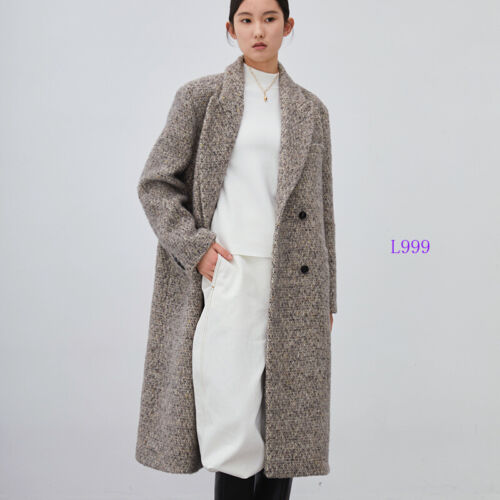 Womens CHIC JOC Autumn/Winter Mohair Grey Wool Coats - 第 1/17 張圖片