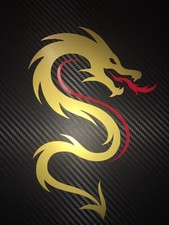 Dragon Design Stickers Decals 200x135mm Gloss Gold / Red Car Bumper Bike Camper