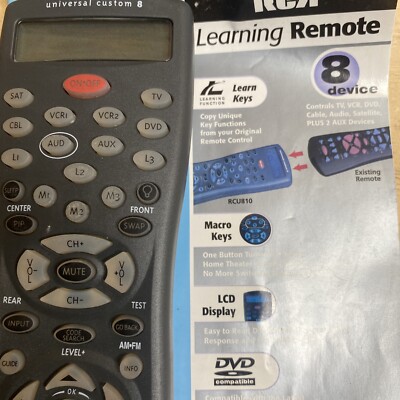 RCA Universal Learning Remote Control RCU810B (8 Devices) TV DVD Micro Keys