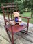 antique red childs rocker spindle chair