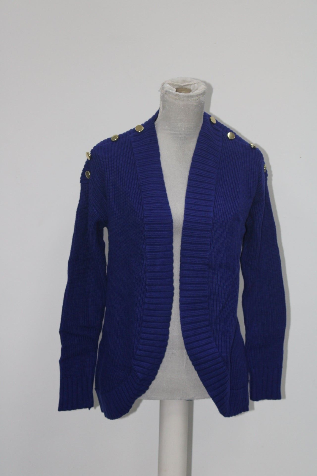 Charter Club Button-Detail Curved-Hem Cardi Bright Sapphire M